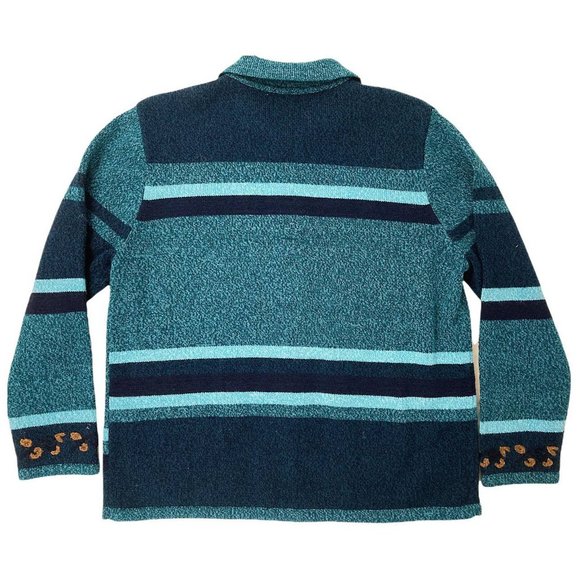 🍓VINTAGE BLUE ZIP UP SWEATER WITH EMBROIDERED FLOWERS🍓 - Picture 2 of 4